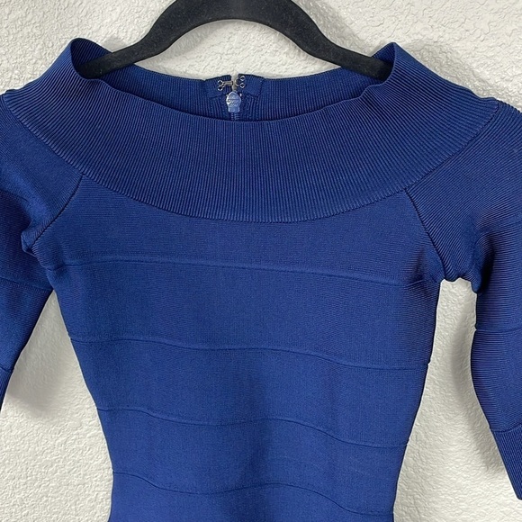 NWT Herve Leger Off The Shoulder Bandage Bodycon Top Classic Blue Sz XS - Picture 2 of 11
